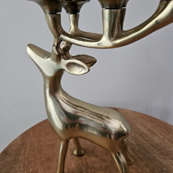 Vintage Brass Reindeer Six Tealight Candleholder 10.25" - Picture 7 of 7